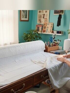 Linen Blend White/Beige Sheer Striped Sewing Fabric for Crafts and Drapery